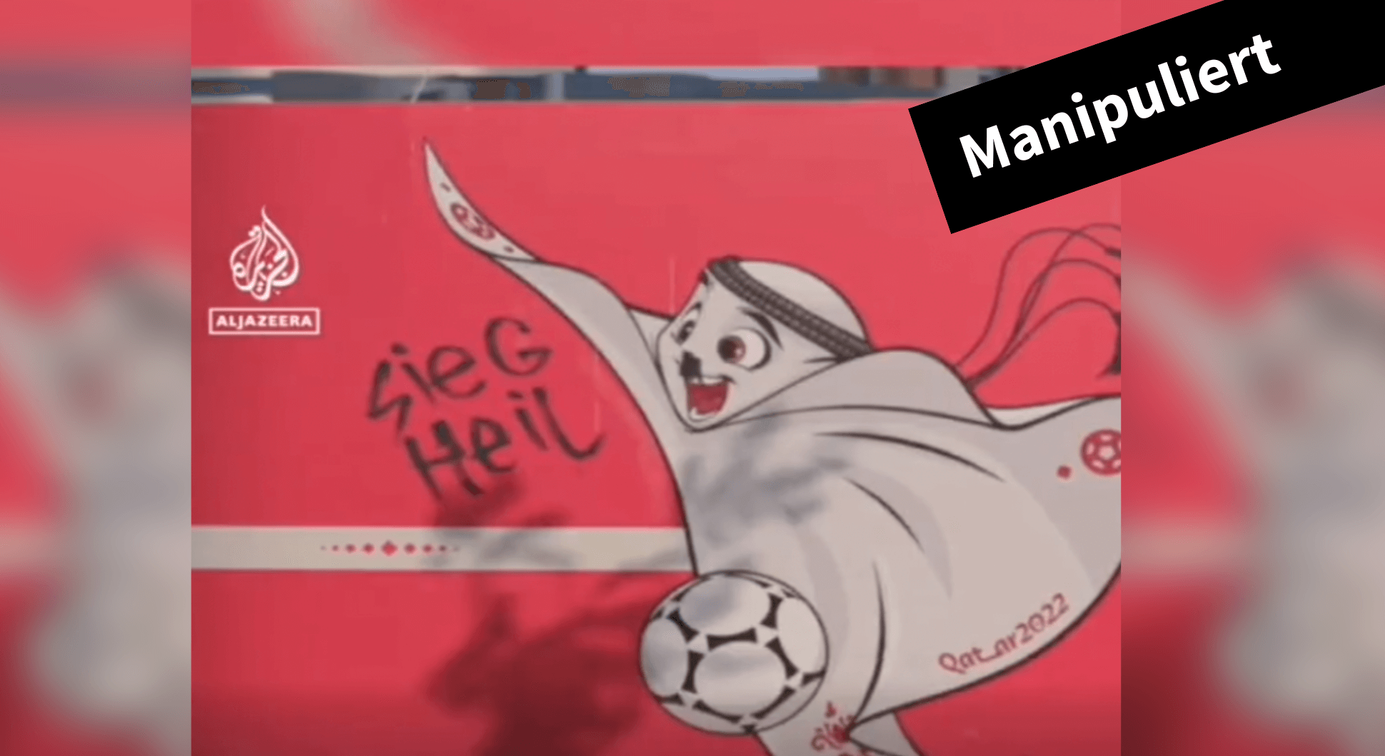 Analysen der belgischen Faktencheck-Organisation Knack deuten darauf hin, dass dieses Bild mit angeblichen Nazi-Schmierereien in Katar manipuliert wurde